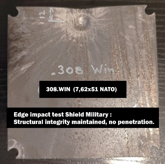 Military, edge hit: .308 / 7.62×51, no penetration